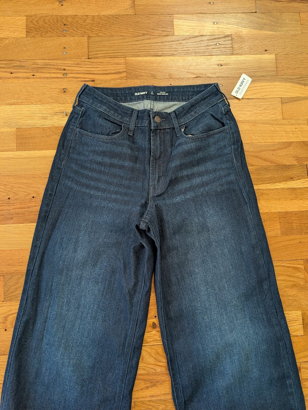 NWT Old Navy High-Rise WOW Wide-Leg Dark Blue Jeans-Tall - Picture 3 of 6